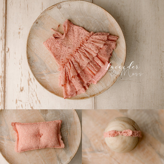 Peach Set - Outfit, Pillow and Headband