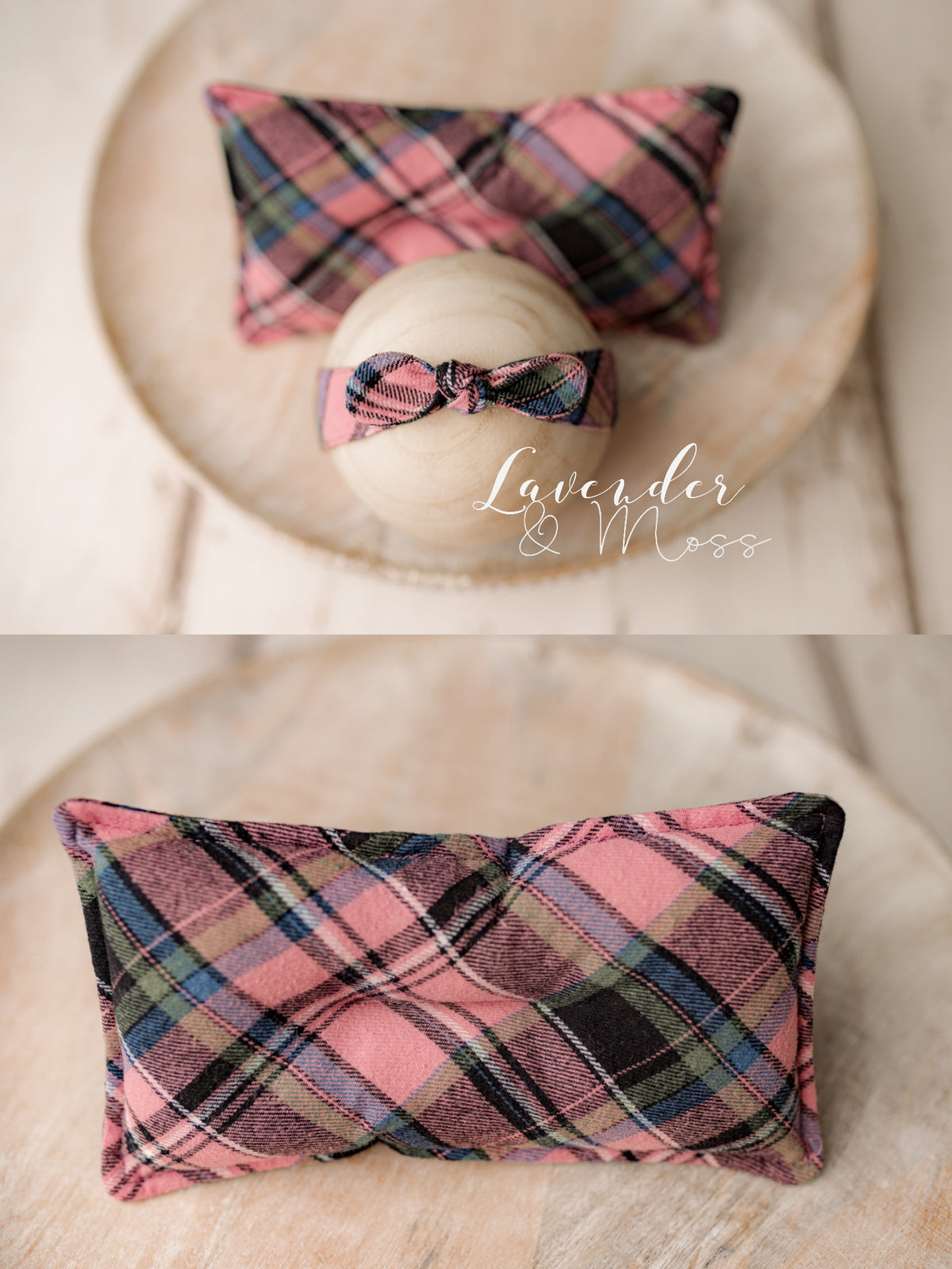 Pink Tartan Tieback and Pillow