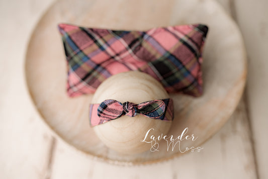 Pink Tartan Tieback and Pillow